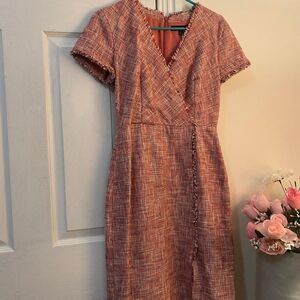 Banana Republic Pink Tweed Midi Dress